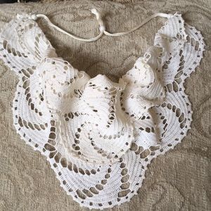 VINTAGE Shabby Chic Scarf White Crochet